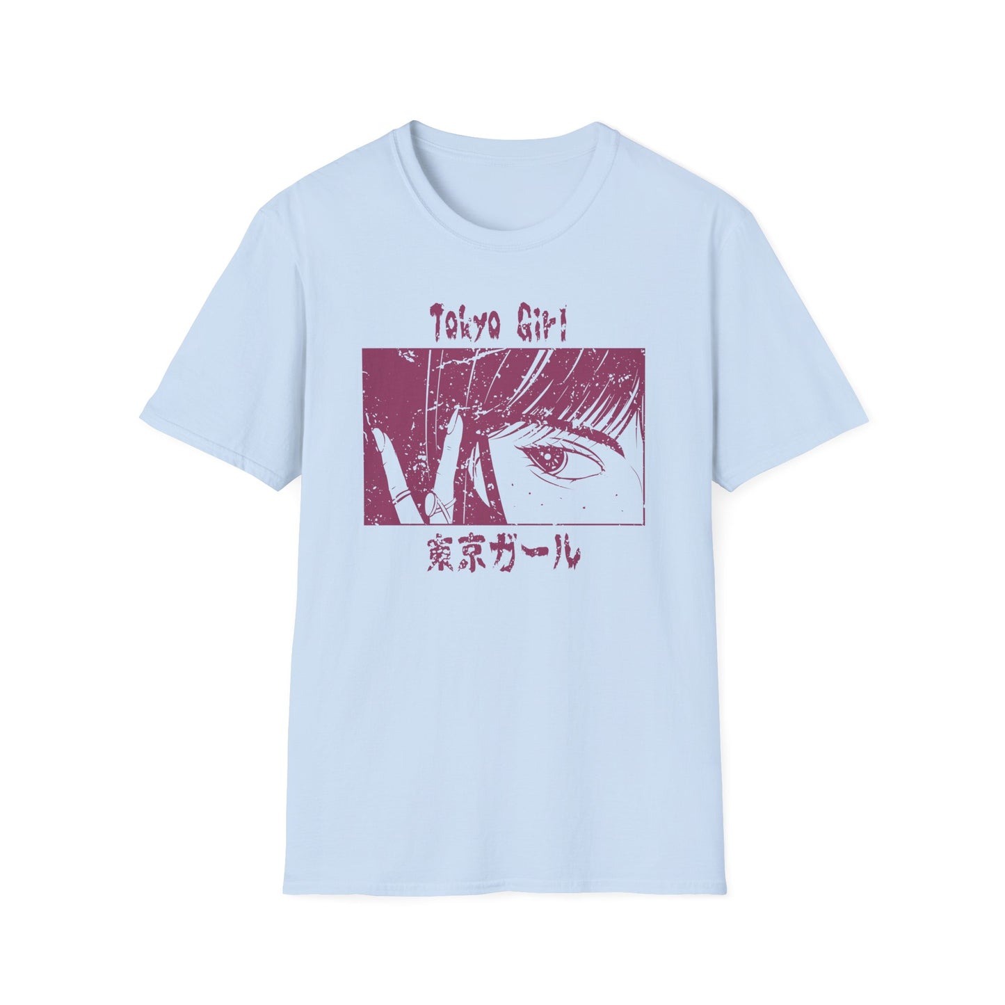 Tokyo Girl Portrait With Japanese Text Anime Style T-Shirt