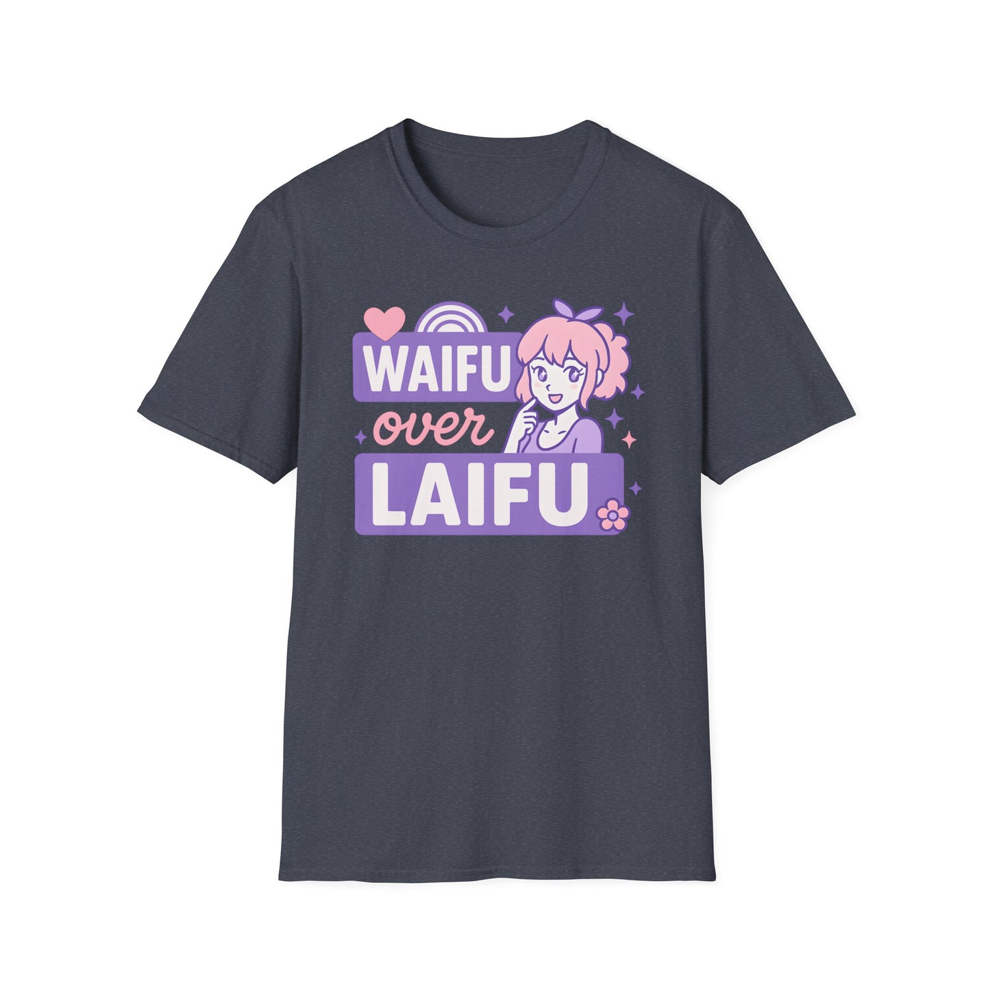 Waifu Over Laifu Anime Girl Heart Rainbow Kawaii T-Shirt
