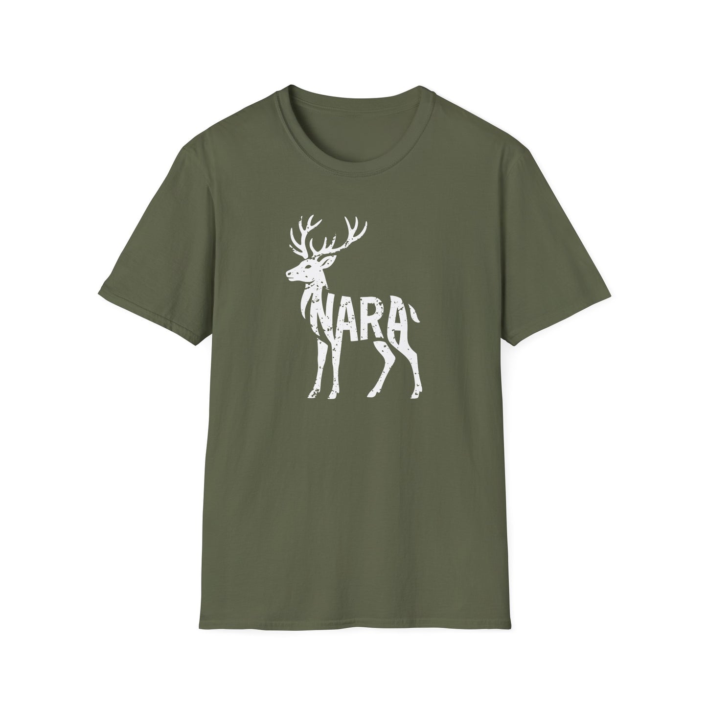 Deer Silhouette with Nara Grunge Effect Graphic T-Shirt