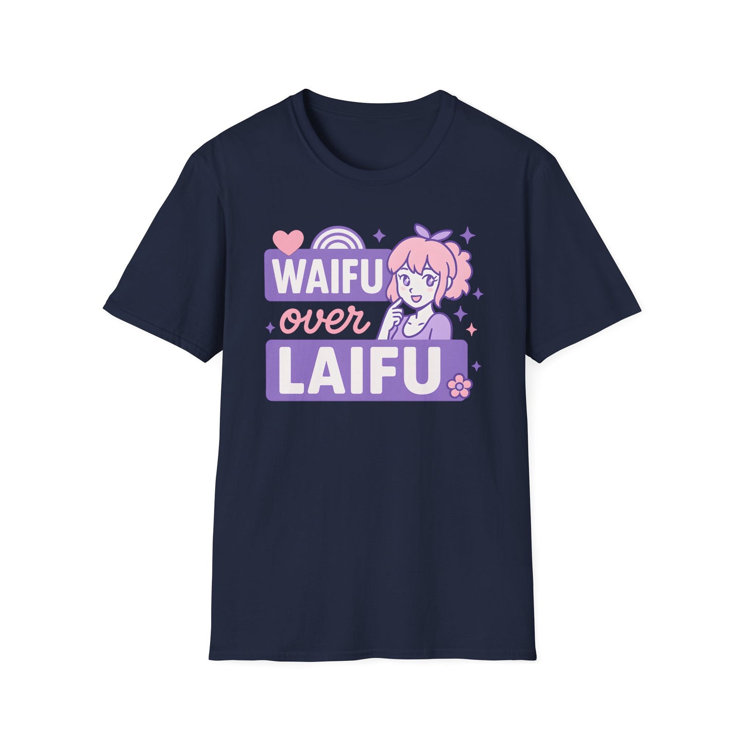 Waifu Over Laifu Anime Girl Heart Rainbow Kawaii T-Shirt