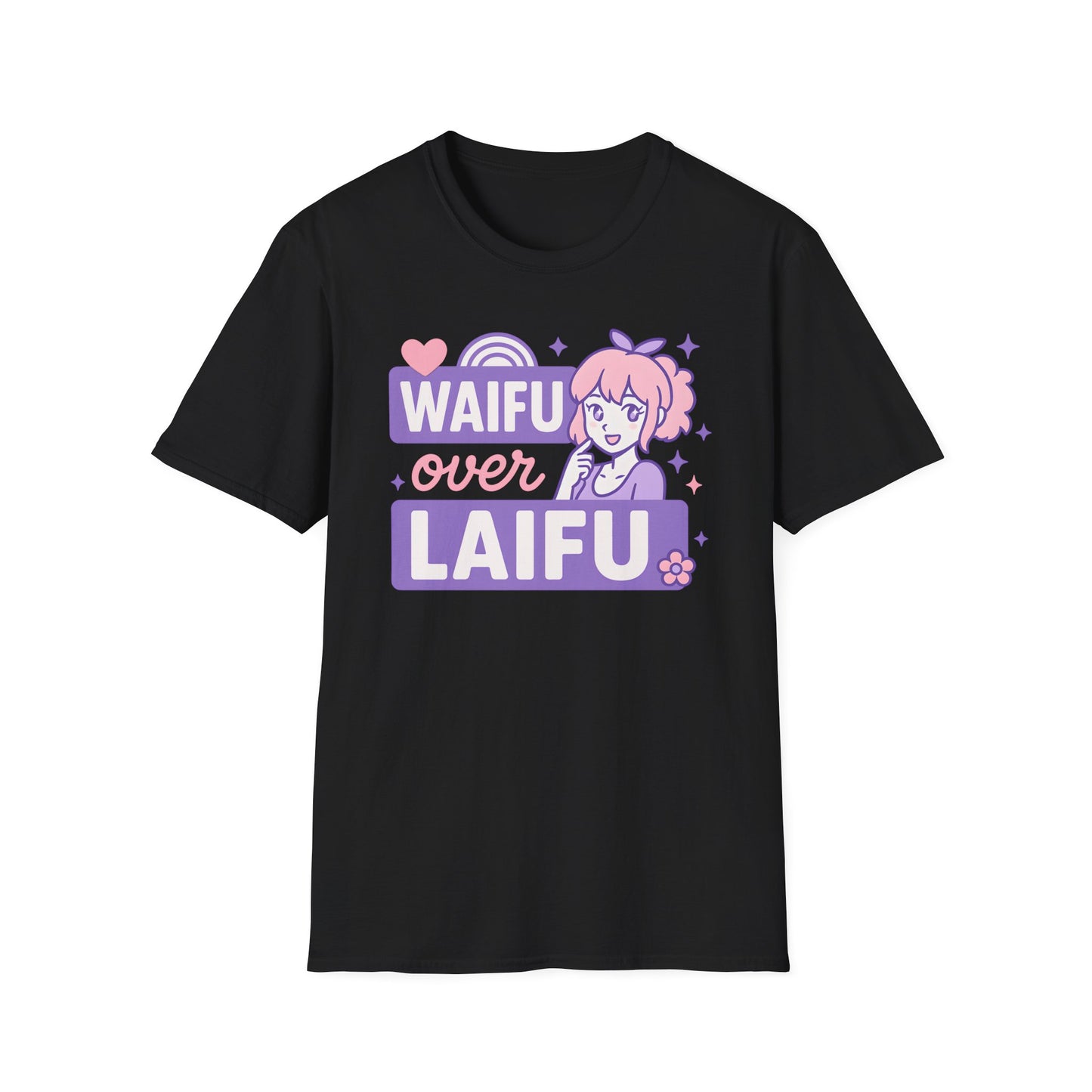 Waifu Over Laifu Anime Girl Heart Rainbow Kawaii T-Shirt