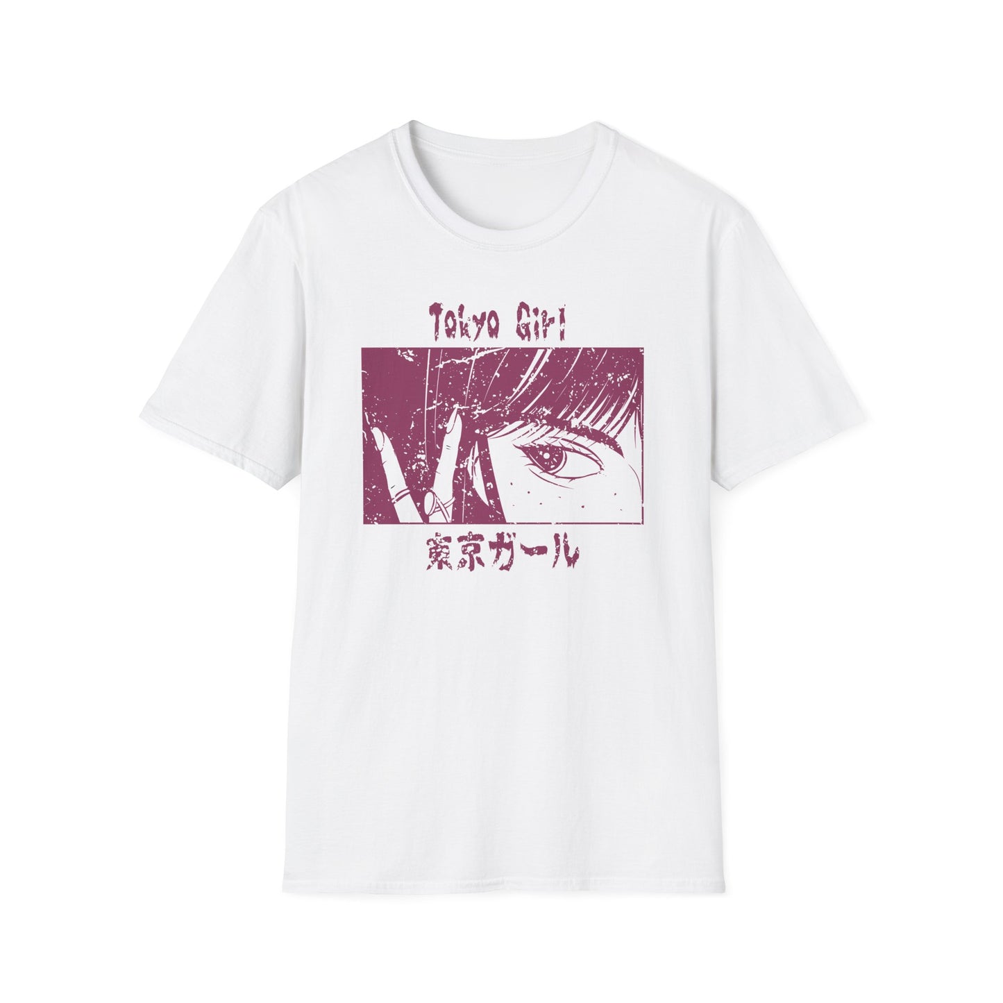 Tokyo Girl Portrait With Japanese Text Anime Style T-Shirt