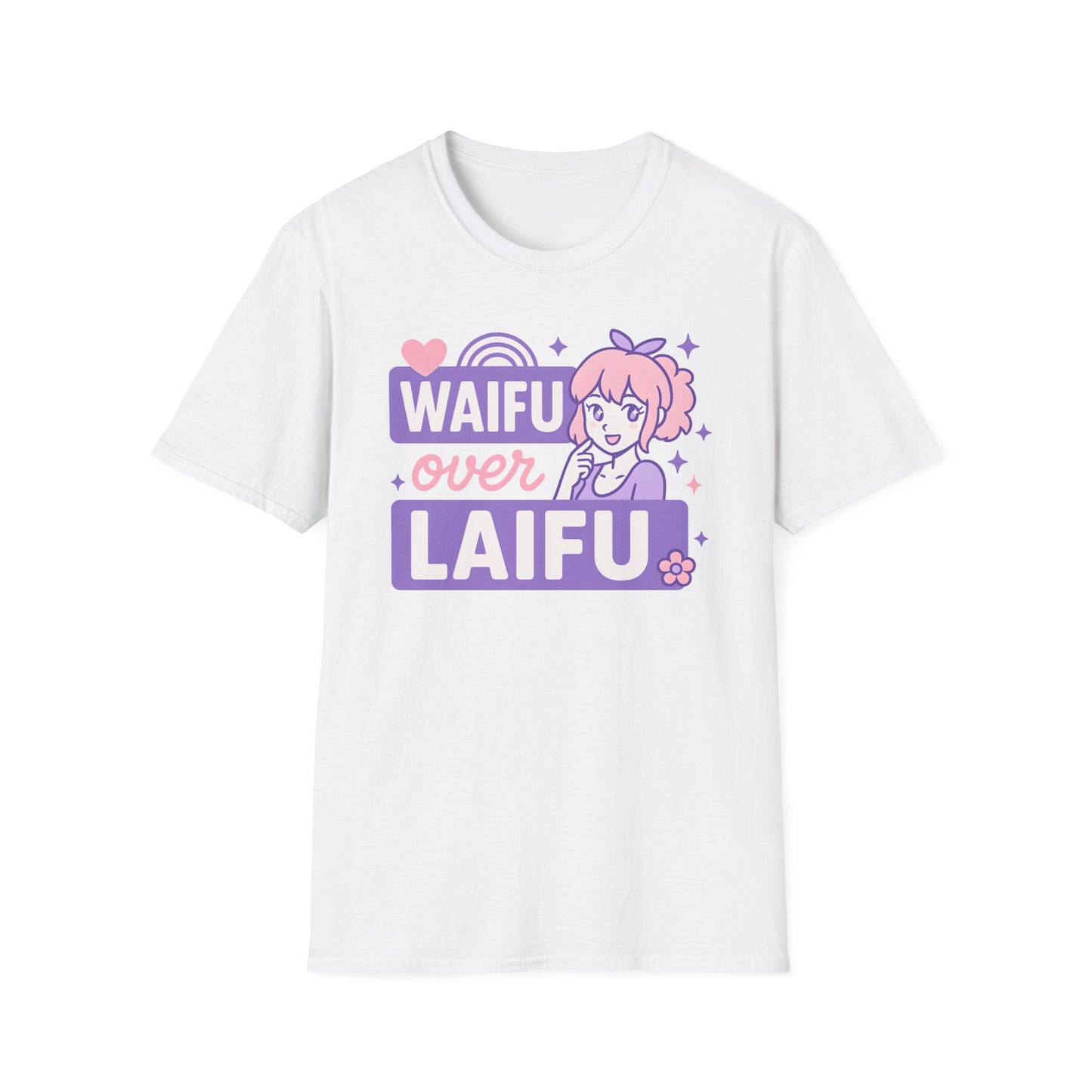 Waifu Over Laifu Anime Girl Heart Rainbow Kawaii T-Shirt