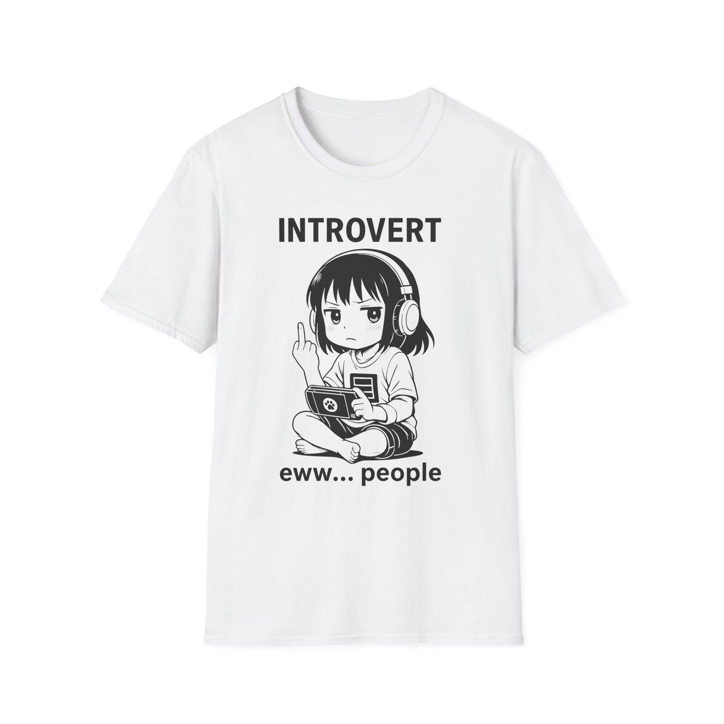 Introvert Anime Girl with Headphones Funny Graphic T-Shirt