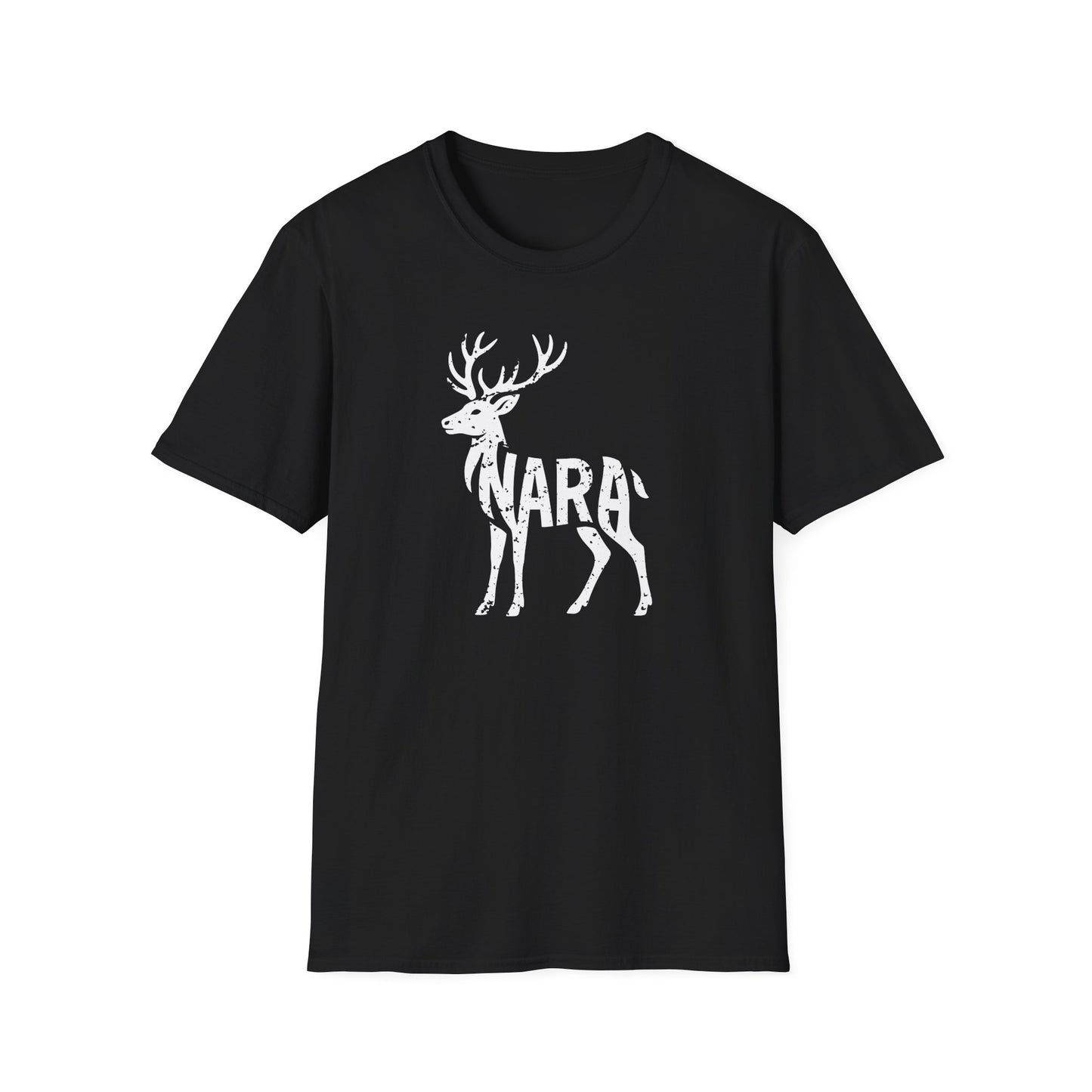 Deer Silhouette with Nara Grunge Effect Graphic T-Shirt