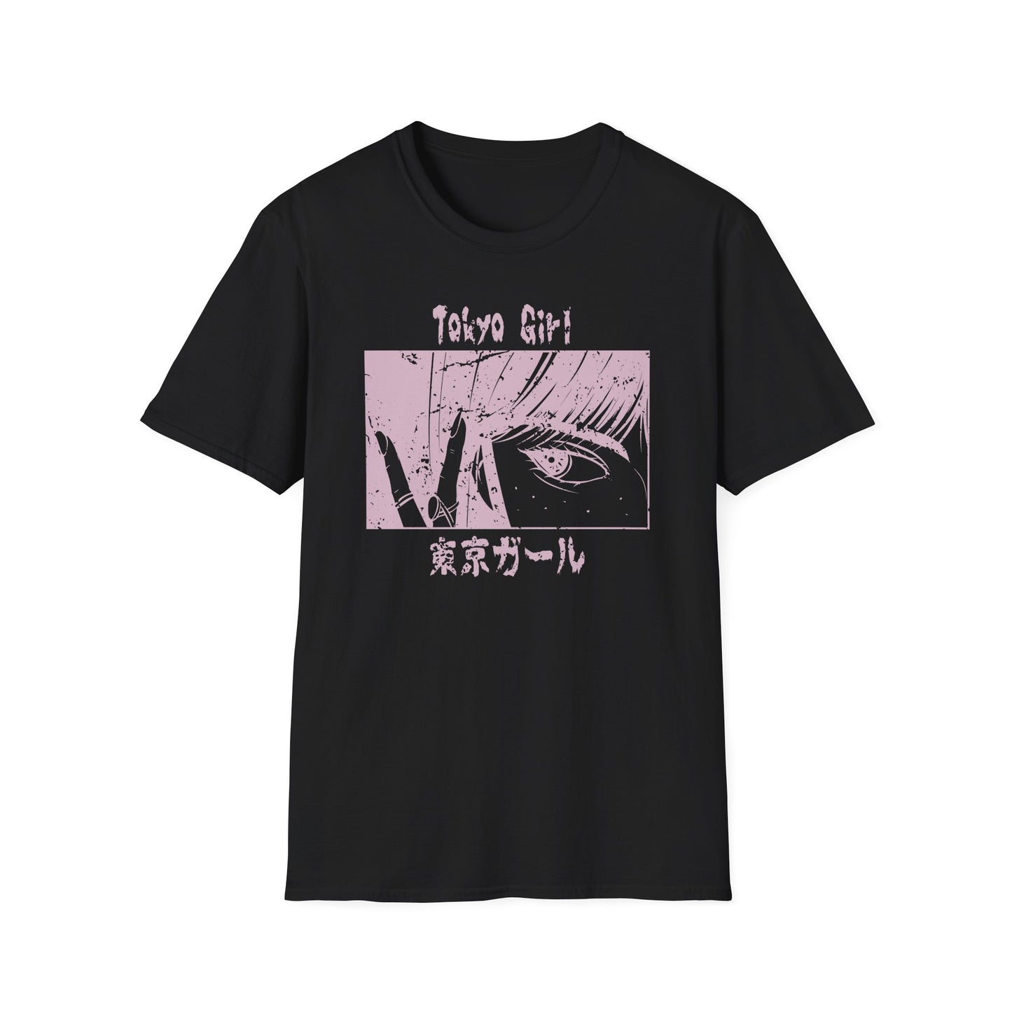 Tokyo Girl Portrait With Japanese Text Anime Style T-Shirt