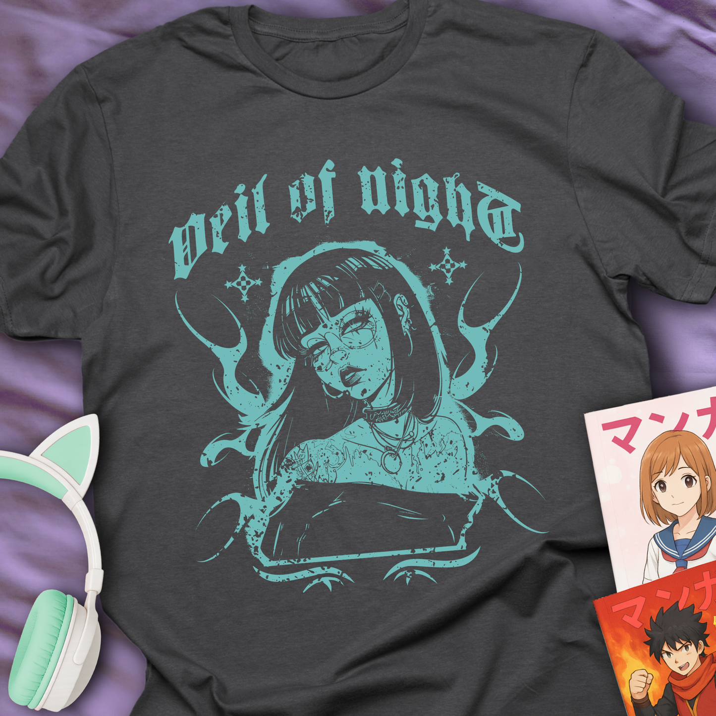 Veil of Night - Gothic Anime Girl T-Shirt