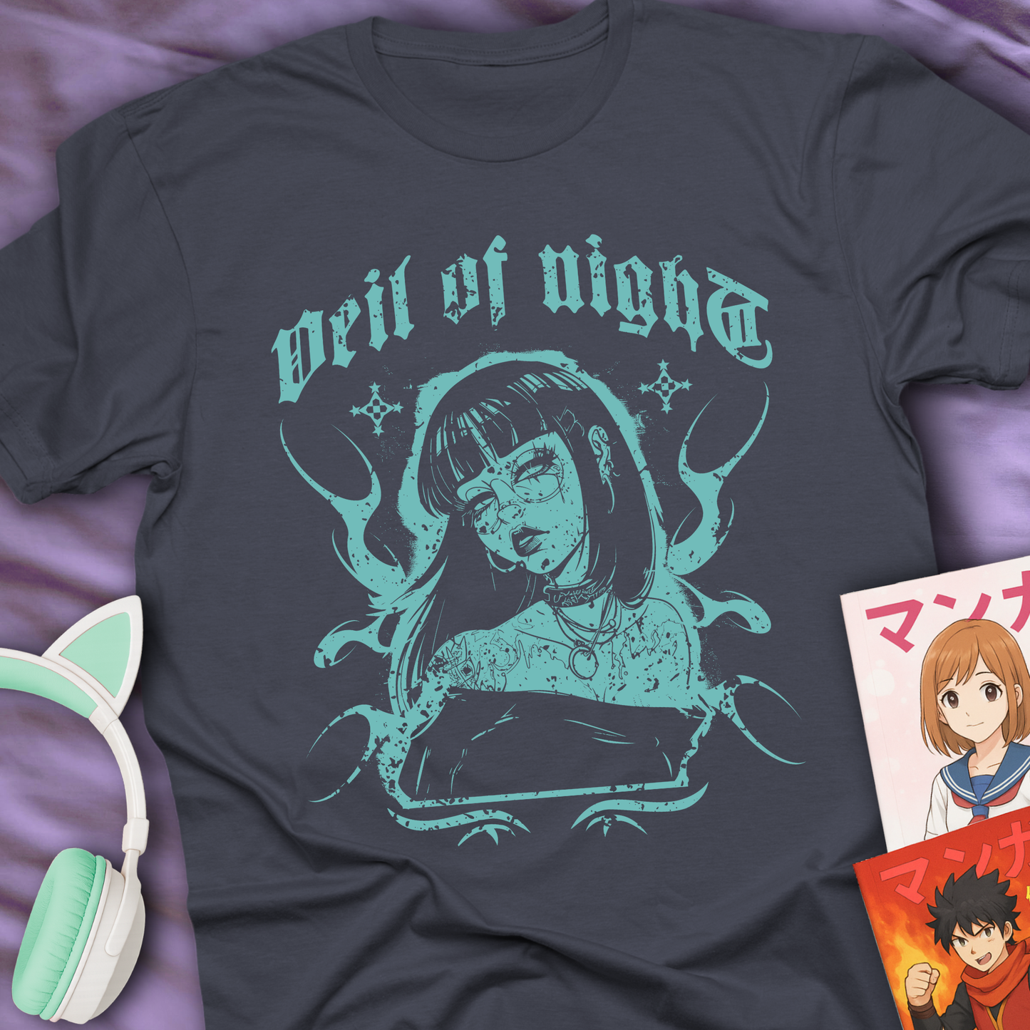 Veil of Night - Gothic Anime Girl T-Shirt