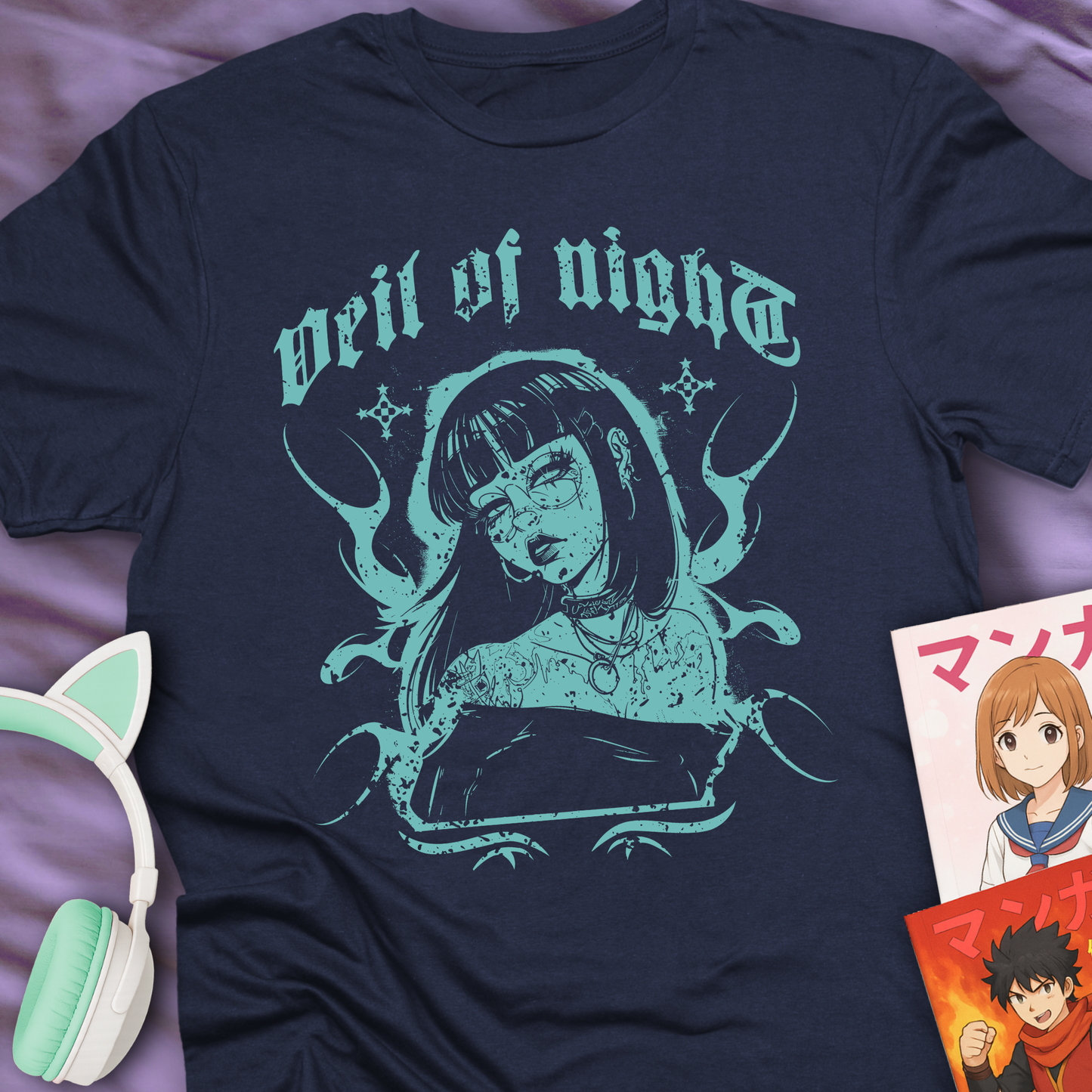 Veil of Night - Gothic Anime Girl T-Shirt