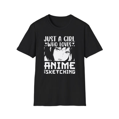 Just A Girl Loves Anime Sketching Japanese Otaku T-Shirt