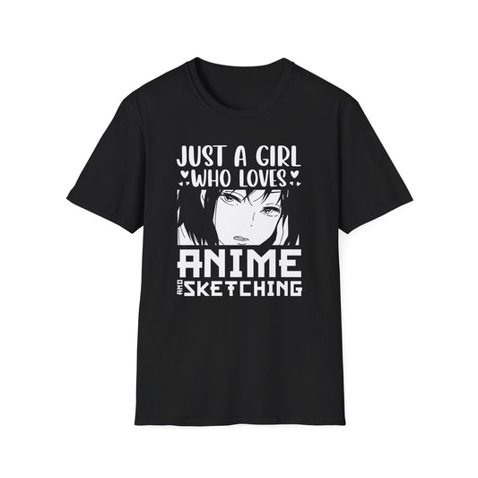 Just A Girl Loves Anime Sketching Japanese Otaku T-Shirt