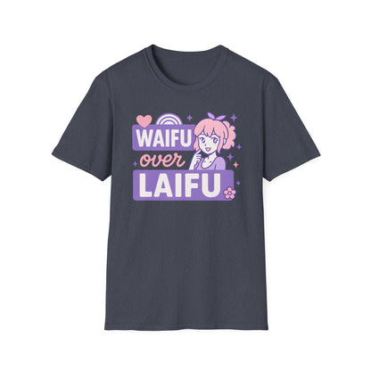 Waifu Over Laifu Anime Girl Heart Rainbow Kawaii T-Shirt