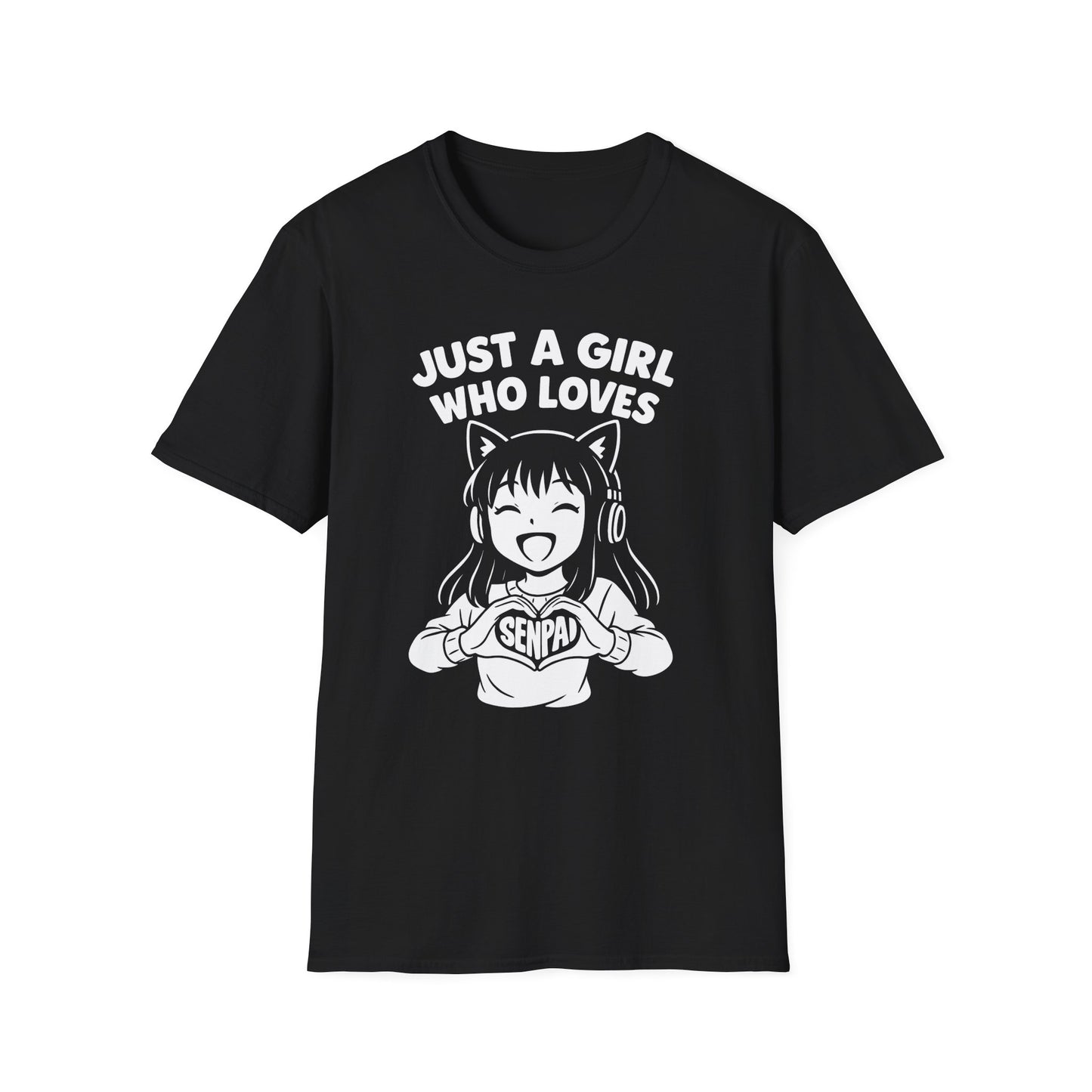Just A Girl Who Loves Senpai Cute Anime Neko Japan T-Shirt
