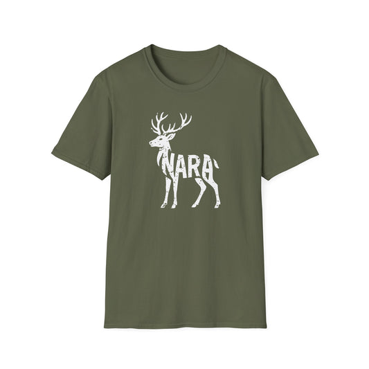 Deer Silhouette with Nara Grunge Effect Graphic T-Shirt