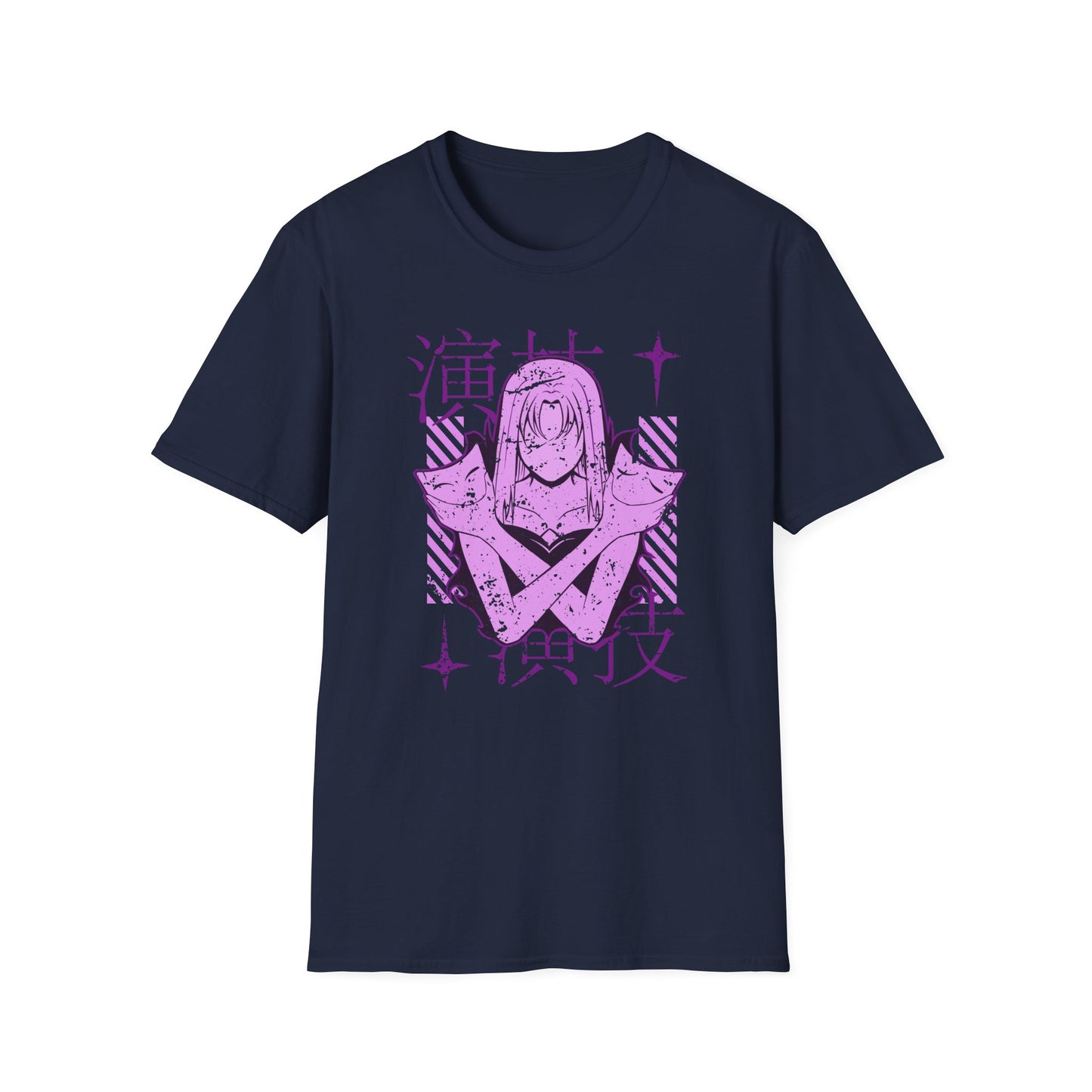 Dark Anime Girl with Masks Japanese Manga Aesthetic T-Shirt