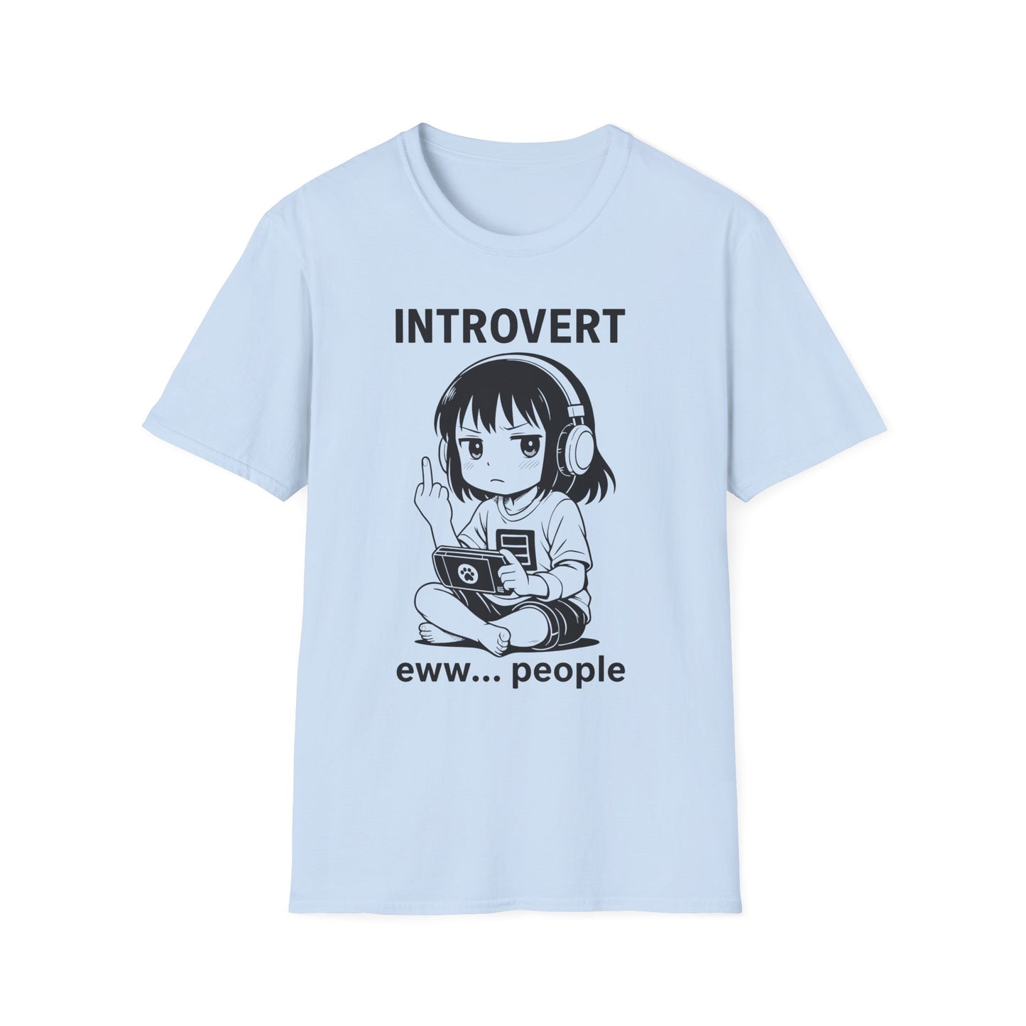 Introvert Anime Girl with Headphones Funny Graphic T-Shirt