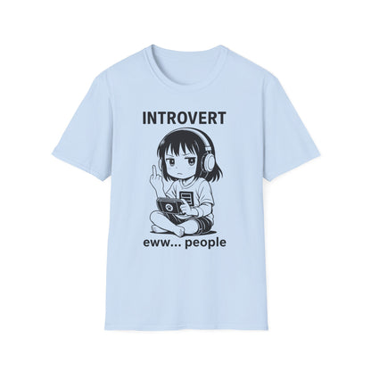 Introvert Anime Girl with Headphones Funny Graphic T-Shirt