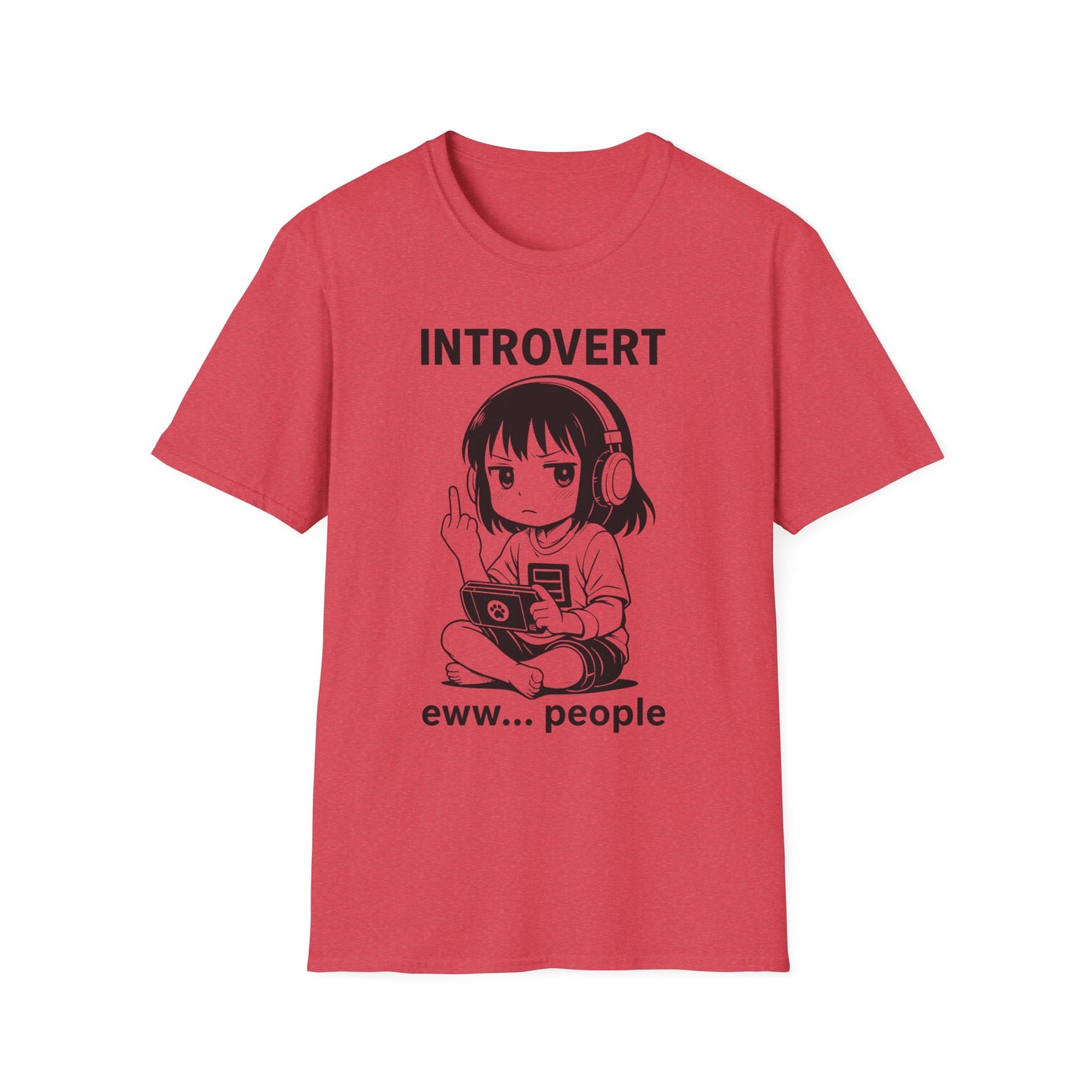 Introvert Anime Girl with Headphones Funny Graphic T-Shirt