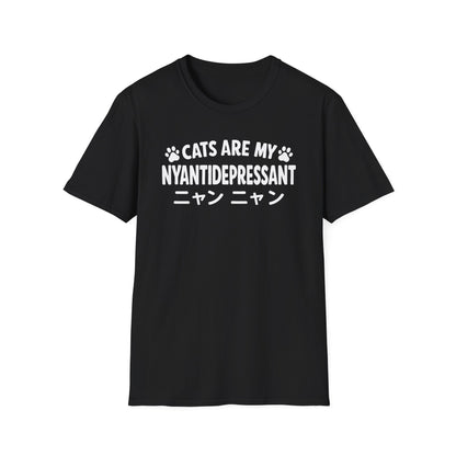 Cats Are My Nyantidepressant Cat Lover Design T-Shirt