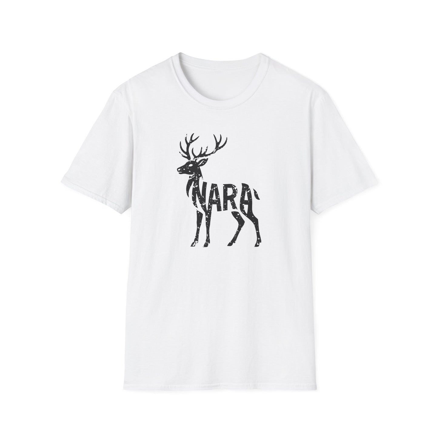 Deer Silhouette with Nara Grunge Effect Graphic T-Shirt