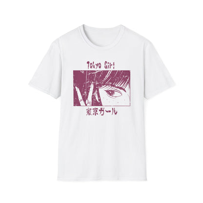 Tokyo Girl Portrait With Japanese Text Anime Style T-Shirt