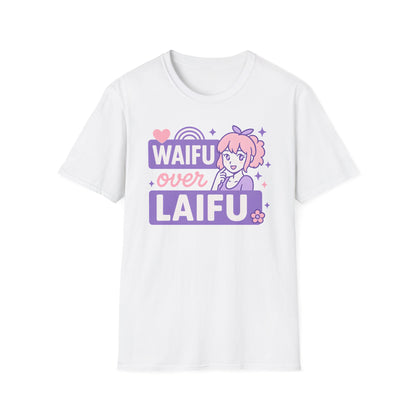 Waifu Over Laifu Anime Girl Heart Rainbow Kawaii T-Shirt