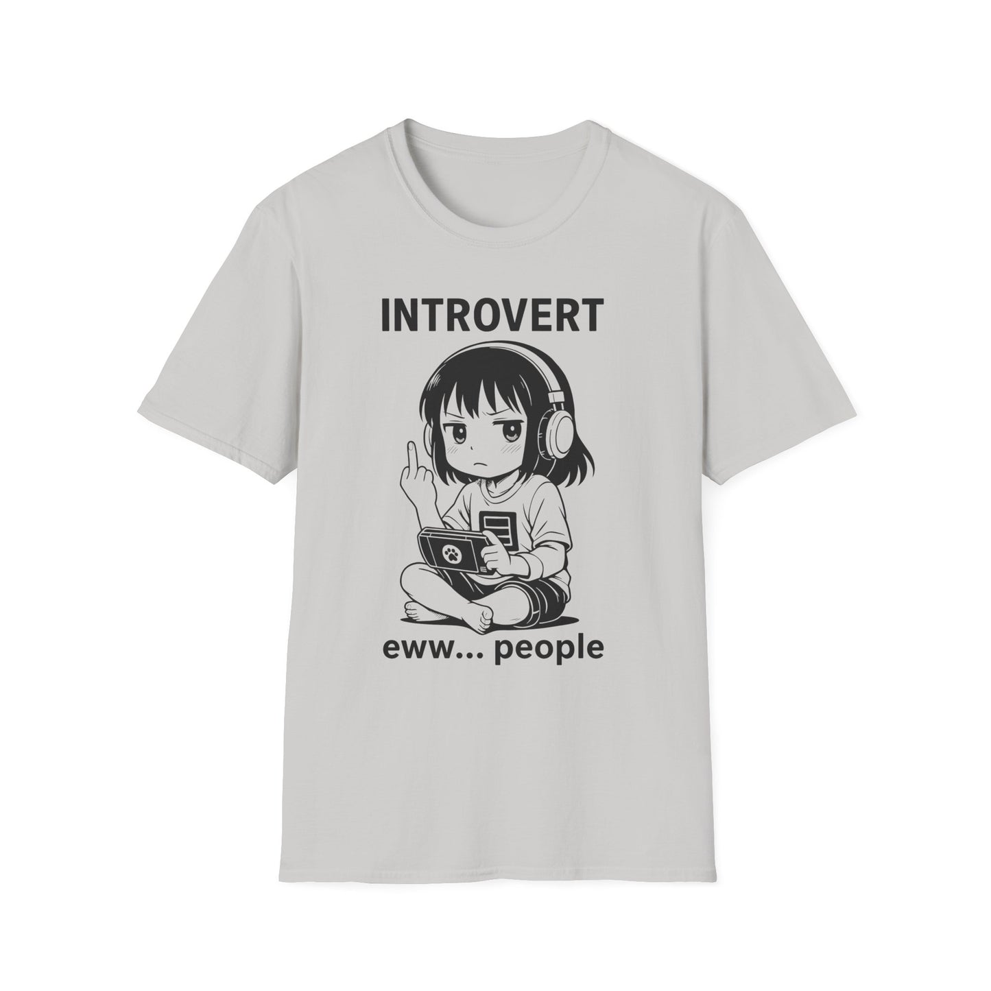 Introvert Anime Girl with Headphones Funny Graphic T-Shirt