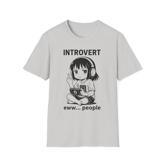 Introvert Anime Girl with Headphones Funny Graphic T-Shirt
