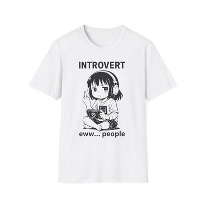 Introvert Anime Girl with Headphones Funny Graphic T-Shirt