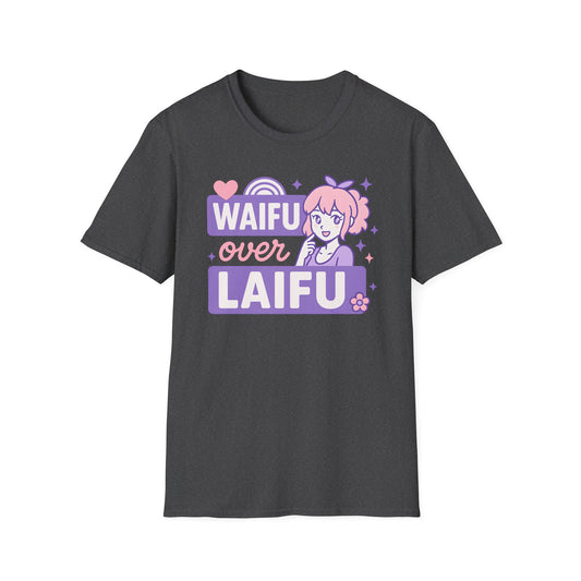 Waifu Over Laifu Anime Girl Heart Rainbow Kawaii T-Shirt