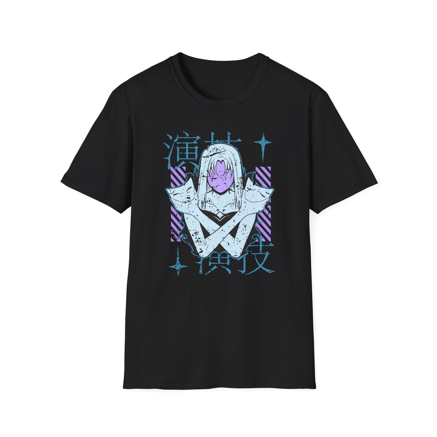 Dark Anime Girl with Masks Japanese Manga Aesthetic T-Shirt